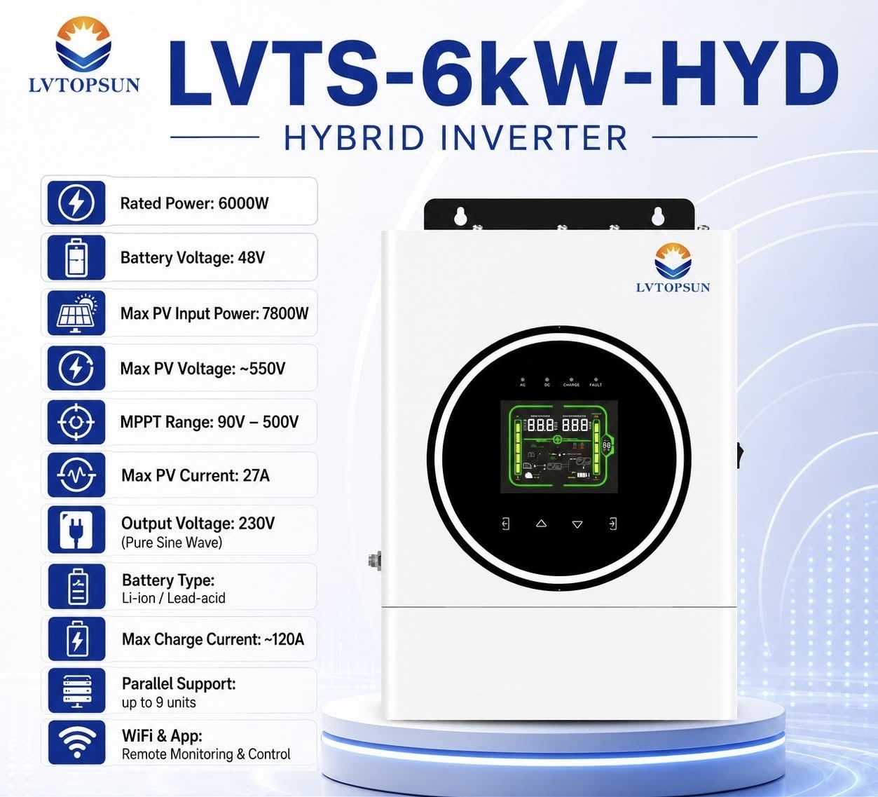 LVTOPSUN 6KW Hybrid Inverter
