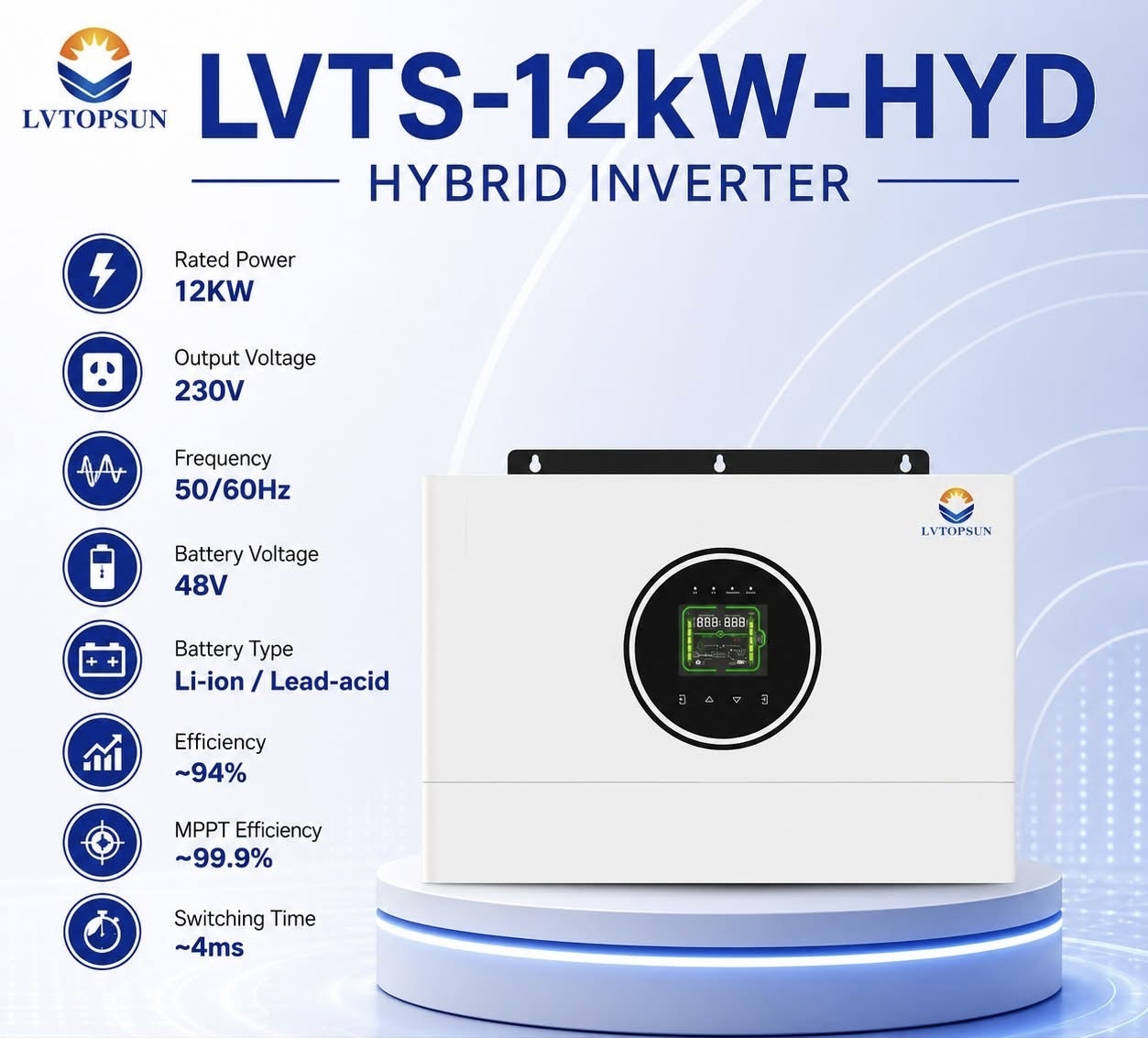 LVTOPSUN 12KW 48V Solar Off-Grid Hybrid Inverter